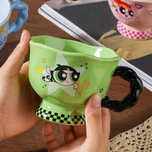 Taza de Cerámica de las Chicas Superpoderosas, Diseño de Dibujos Animados en Rosa y Azul, con Asa, Taza de Café para Oficina, para Desayuno o Bebidas - Product Image 3