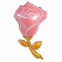 DJTSN balon metalik bentuk bunga mawar, hiasan bunga mawar Hari Valentine liburan tema perayaan pernikahan