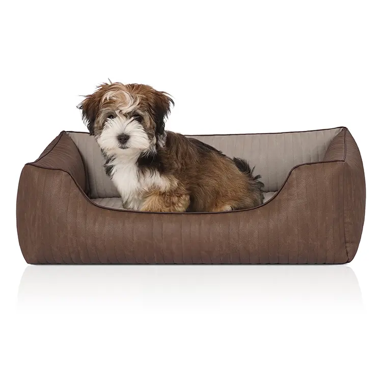 Prezzo di fabbrica divano per animali domestici lavabile Eco Friendly lusso PP cotone imbottitura in pelle divano letto per cani tenere caldo