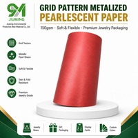 Coated Grid Pattern Metalized Pearlescent Embossed Paper 150gsm Red Soft Flexible Tear Fold Resistant Screen Printed Jewelry