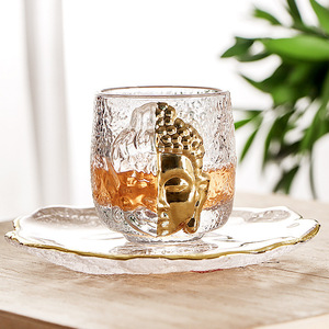 Frosted Glass Tea Cup With Buddha Design <b>Large</b> Size For Kung Fu Tea Home Use - Product Image 4