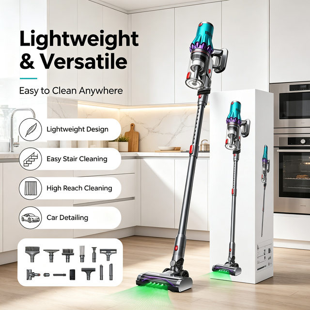 Household Appliances Portable Standing Vacuum Cleaner Handheld with 35Kpa Strong Suction Cordless Vacuum Cleaner