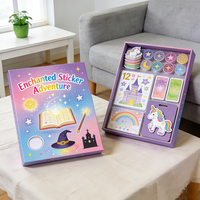 Autocollants en carton de haute qualité amovibles pour enfants, kits de bricolage, autocollants imprimés UV de dessins animés, couleurs personnalisées
