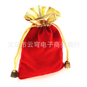 ถุงใส่เครื่องประดับกำมะหยี่สีแดงพร้อมขอบสีทอง 7x9 ซม. 9x12 ซม. กระเป๋าเก็บของขวัญสำหรับของสะสม - Product Image 2