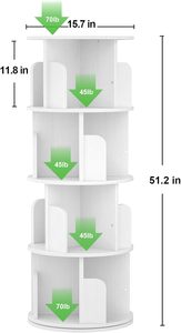 Estantería de 4 Niveles para Libros, Organizador de Libros <span class=keywords><strong>Estrecho</strong></span> de Madera, Estantería de Esquina Giratoria Moderna de Madera - Product Image 3