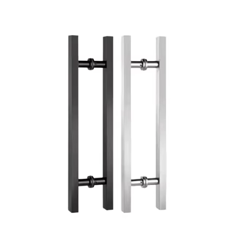 Glass Door Handle with 304 Stainless Steel Handle, Black Color, Suitable for Restaurant and Office Use.