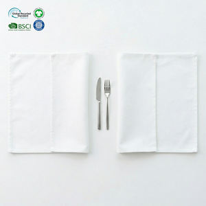 Wholesale Luxury Hemmed Edge 20x20 Inch White Poly Cotton Reusable Waterproof Restaurant Napkins for High-End Hospitality Setup - Product Image 1