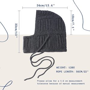 Pasamontañas <span class=keywords><strong>de</strong></span> Moda 100% Lana Merino para Mujer, Bufanda con Capucha Suave y Cálida, Gorro Tejido, Circunferencia <span class=keywords><strong>de</strong></span> Cabeza 48-50cm - Product Image 3