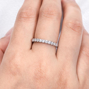 2mm S925 Silver <strong>Moissanite</strong> <strong>Men</strong> Women's Single Row <strong>Ring</strong> - Product Image 5