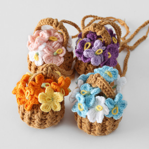 2025 cesta de flores de ganchillo Forget-me-not flores Mini cesta de flores decoración colgante de coche regalo BBF regalo para niñas - Product Image 1