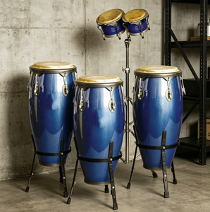Venta al por Mayor de Fábrica: Exquisito Juego de Congas y Bongos Azules con Borde Negro - Product Image 3