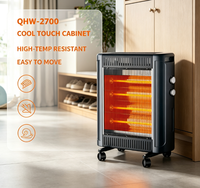 Chauffage électrique au quartz 2400W, 4 lampes chauffantes, radiateur d'ambiance portable avec roulettes, thermostat réglable