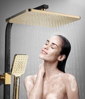 Appareil de douche de salle de bain 8 pouces ensembles de pommeau de douche à effet pluie mitigeur mural vintage ensemble de douche noir et or