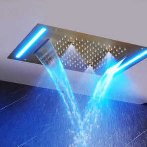 Juego de mezclador de ducha montado en el techo de lujo, juego de ducha de baño con cascada Led, grifo termostático de baño de fácil Control, ducha - Product Image 4