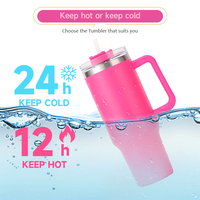 Harga Grosir Tumbler Travel Ramah Lingkungan Bebas BPA dengan Logo Kustom, 40oz, Stainless Steel, Dilengkapi Pegangan dan Sedotan, Vakum Terisolasi