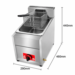 Friteuse à gaz professionnelle en acier inoxydable 6-8L, à cylindre unique, avec panier de friture, équipement de cuisson de comptoir - Product Image 2
