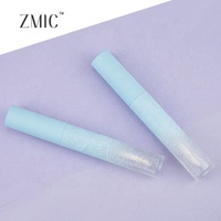 Tube de rouge à lèvres liquide rond vide en plastique de 4 ml avec logo personnalisé, emballage de fard à joues liquide dégradé bleu-marron en gros