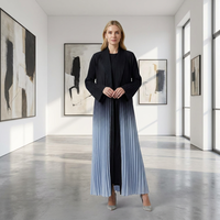 Nouvelle Abaya Plissée Miyake 2026 Noire à Col Ouvert Long Manteau Femme Élégant Résistant aux Hautes Températures
