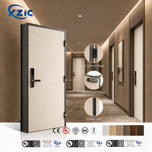 Porte coupe-feu en chêne <span class=keywords><strong>blanc</strong></span> UL 10C 60 min pour salle de réunion d'hôtel avec joint anti-fumée et ferme-porte automatique - Product Image 1