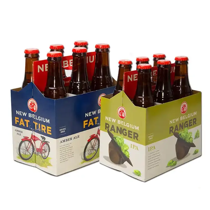 GMI Custom Cardboard Six Pack Wein kisten träger Großhandel Günstige Tragbare Griff Wellpappe verpackung 6 Flaschen Bierträger