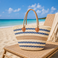 Sac fourre-tout tissé artisanal léger et durable en paille de maïs et corde de coton, style bohème, pour femme, idéal pour la plage, les vacances et le shopping