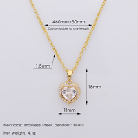 Collier pendentif cœur en zircon cubique fin, chaîne en acier inoxydable plaqué or 14 carats, halo pavé, cadeau romantique, bijoux de mode pour femmes, fournisseur