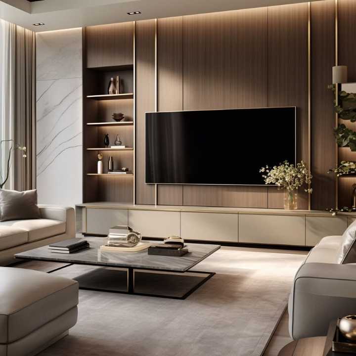 Custom Design Whole Wall Mounted TV Unit Stands Smart Living Room ...