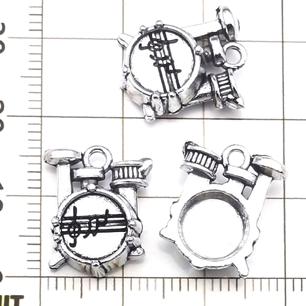 1 antique silver drum - 1.7g - 13*16mm - 15559
