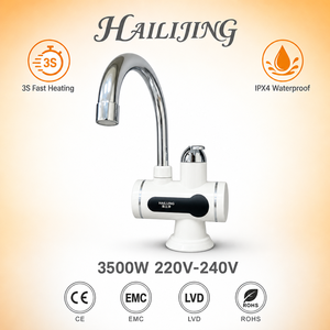 Robinet d'eau chaude instantanée électrique à col de cygne, corps <span class=keywords><strong>blanc</strong></span>, pour évier - Product Image 1