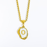 Collar 3D con Forma de Corazón de Acero Inoxidable, Estilo Veraniego, con 26 Letras, Gota de Aceite, Chapado en Oro de 18K, Retención de Color, Unisex
