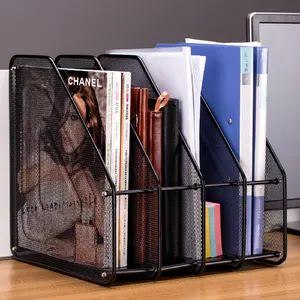 4 Sort File Sorter Organizer Metal Mesh Desktop Document Magazine Holder Vertical Upright Sections