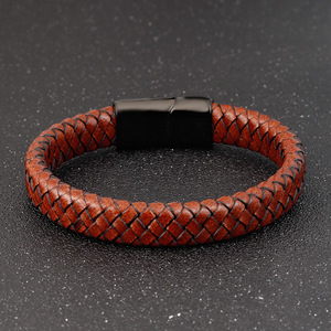 Waterproof Stainless Steel Clasp Genuine <strong>Leather</strong> <strong>Bracelet</strong> for Men - Product Image 5