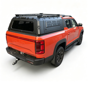 Auvent de camionnette en aluminium noir mat ZST avec panneau MOLLE, porte-bagages complet sur le toit, fenêtre teintée verrouillable, étanche, sans perçage