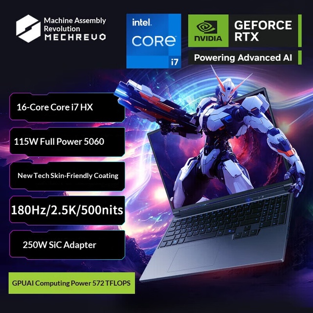 Wholesale Intel MECHREVO Gladius X 16" Gaming Laptop I7-14650HX RTX 5060 16G 512G 2.5K Win11 Black High Performance 16 Core