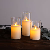 Bougie LED sans flamme à lumière chaude en verre transparent avec télécommande de Mermei's Moving Pillar