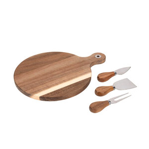 Ensemble de planches à <span class=keywords><strong>fromage</strong></span> en bois d'acacia avec 3 couteaux à <span class=keywords><strong>fromage</strong></span>, plateau de service rond pour <span class=keywords><strong>charcuterie</strong></span> avec poignée pour la cuisine et les fêtes - Product Image 6