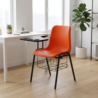 Chaises empilables avec tablette d'écriture et panier suspendu, qualité commerciale pour l'école, la formation, l'université, le bureau, l'institution