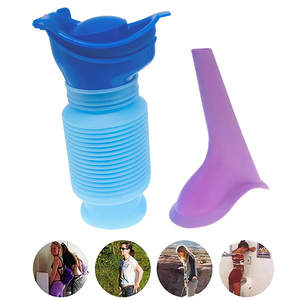 <span class=keywords><strong>Urinoir</strong></span> portable <span class=keywords><strong>télescopique</strong></span> en plastique bleu moderne pour femmes, 750 ml, pour l'extérieur, debout, voiture, urgence, sans accroupissement, kit de voyage - Product Image 2