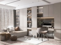 Armoire intégrée sur mesure avec tiroirs pour accessoires, éclairage LED, rangement multi-compartiments pour chambre de villa