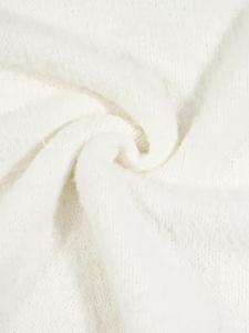 Women's White Hooded Knit <strong>Poncho</strong> 2026 Summer Fall Oversized Faux-Cashmere Sweater 100% Polyester Minimalist <strong>Jumper</strong> - Product Image 5