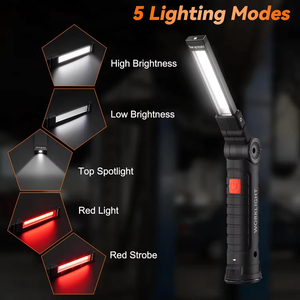 <b>Magnetic</b> work <b>light</b> 6-piece set rechargeable 360-degree rotation 5 modes mechanic <b>light</b> compact with hook car repair camping - Product Image 5
