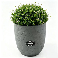 Pot Bunga Plastik Berpola Daun, Diameter Besar, Berbahan Fiberglass Reinforced, Gaya Eropa Amerika, Ramah Lingkungan