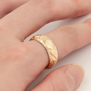 E495 Bagues de mode en <span class=keywords><strong>or</strong></span> rempli 14K, motif floral sculpté, anneaux circulaires ajustables, bagues de <span class=keywords><strong>mariage</strong></span> ouvertes, bijoux pour femmes et hommes - Product Image 4