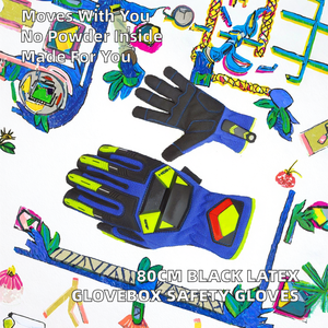 ถุงมือ TPE สีดำ ขนาด 80 ซม. น้ำหนัก 7 ออนซ์ ไม่มีแป้ง ยืดหยุ่น แห้ง ปลอดภัย สำหรับทำความสะอาดสารเคมีในกล่องเก็บของในรถยนต์ ขายส่ง - Product Image 2