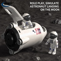 Eğitim bilimi oyuncaklar çocuklar uzay gemisi uzay roket gemi oyuncak w/fırlatma kontrolü merkezi ve Mini astronot ve hafif müzik püskürtme