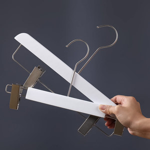 White Wooden Hanger Pants Clips logo Print Color <strong>Hook</strong> <strong>Customize</strong> Whole Sale - Product Image 4