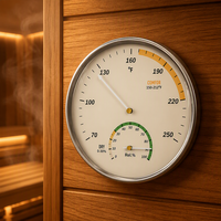 Thermomètre hygromètre numérique de 4,4 pouces, jauge mécanique sans batterie en acier inoxydable pour sauna, hammam, hôtel, maison