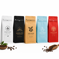 Sacs à café personnalisés imprimés avec valve et fermeture éclair |   Pochettes plates en aluminium de 8 oz pour l'emballage du café et des aliments