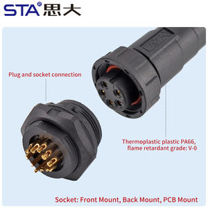 E13 connettore a spina impermeabile a vite filettata anteriore posteriore attacco PCB presa 2 3 4 5 6 7 8 10 12 14pin - Product Image 3