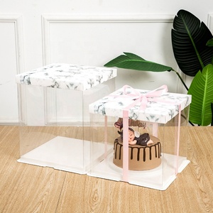 Boîte à gâteau transparente de haute qualité avec motif marbré, options de lamination brillante/mate et d'impression en relief, vente en gros - Product Image 3